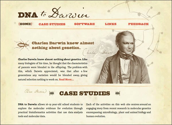 DNA to Darwin | Vintage / Retro Web Design