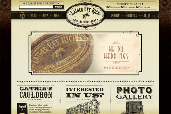 Lather Bee Rich | Vintage / Retro Web Design