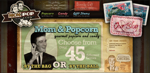 Mom & Popcorn | Vintage / Retro Web Design